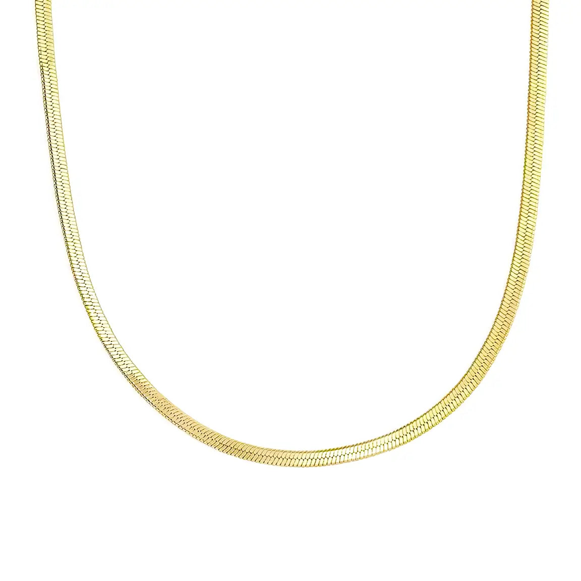 Позлатено дамско колие Herringbone chain сребро 925, модерен и плосък дизайн