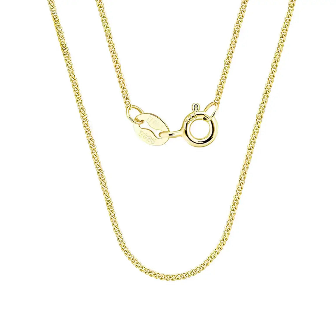 Фина верижка Cuban link curb сребро 925 с 14К златно покритие