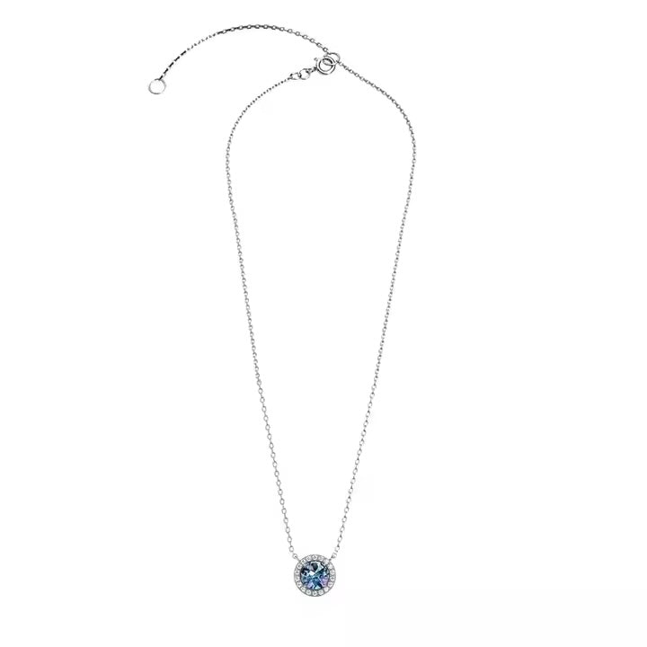 Сребърно колие с александрит 18К покритие бяло злато