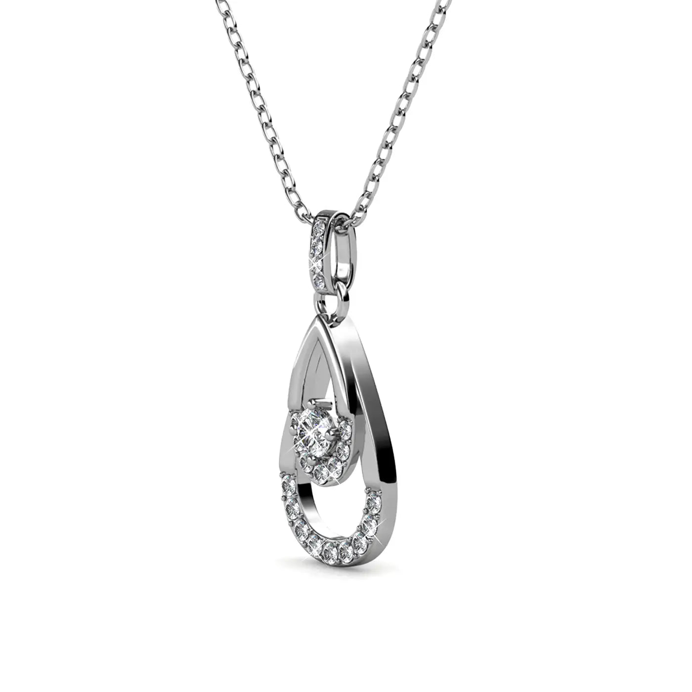 Сребърно колие 925, елегантна капка