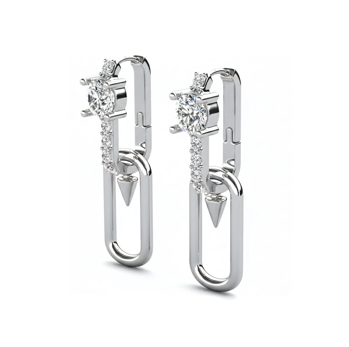 Women's Earrings 18K White Gold Plated Crystal Accent Modern Geometric Design (Copy)
