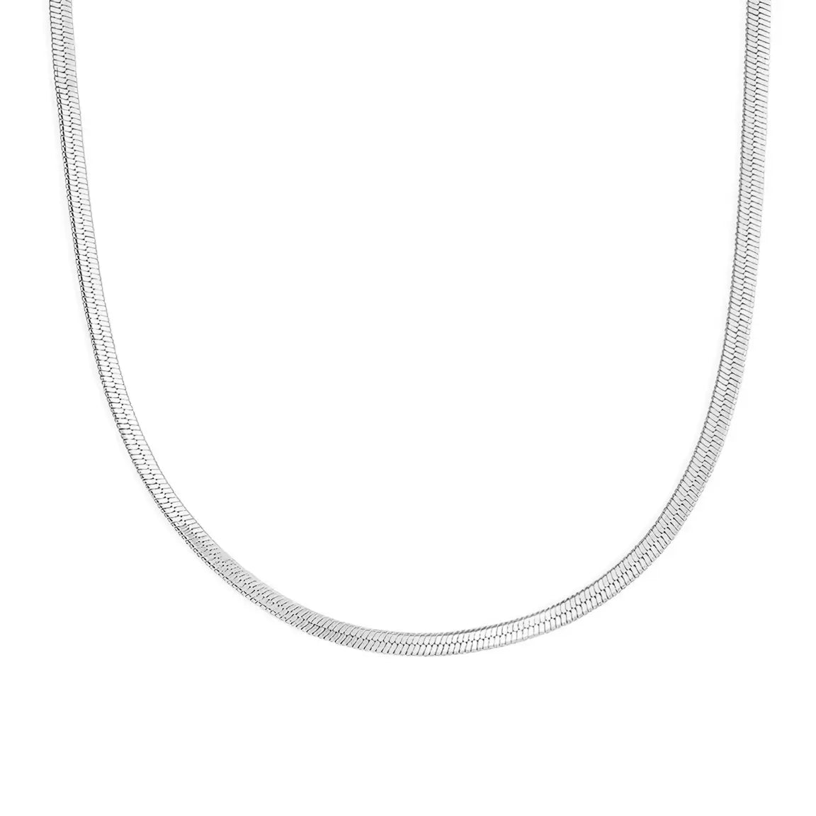 Дамско колие Herringbone chain, сребро 925, модерен и плосък дизайн