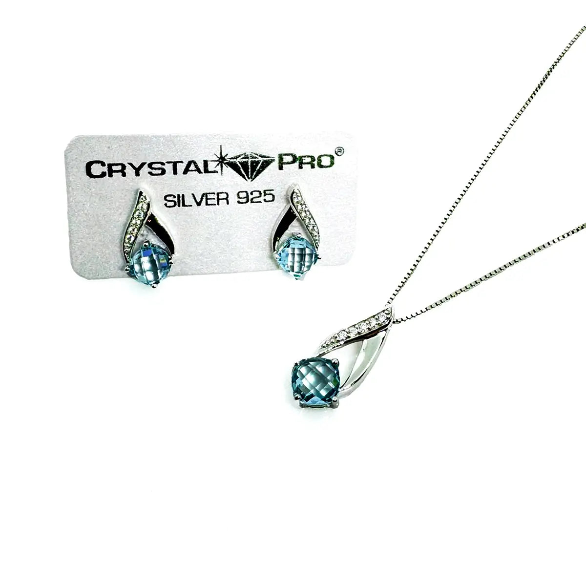 Delicate earrings with Aquamarine Nano crystals Silver 925