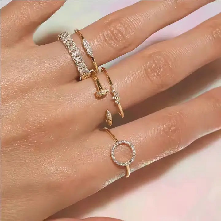 Gold-plated open ring with zircons Silver 925