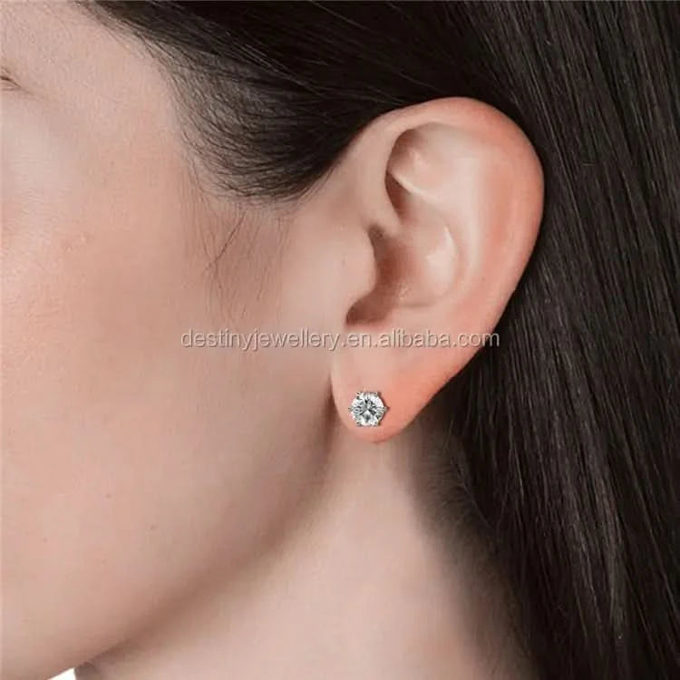 Small silver earrings Eternal Spark with crystals, 18K rose gold plated