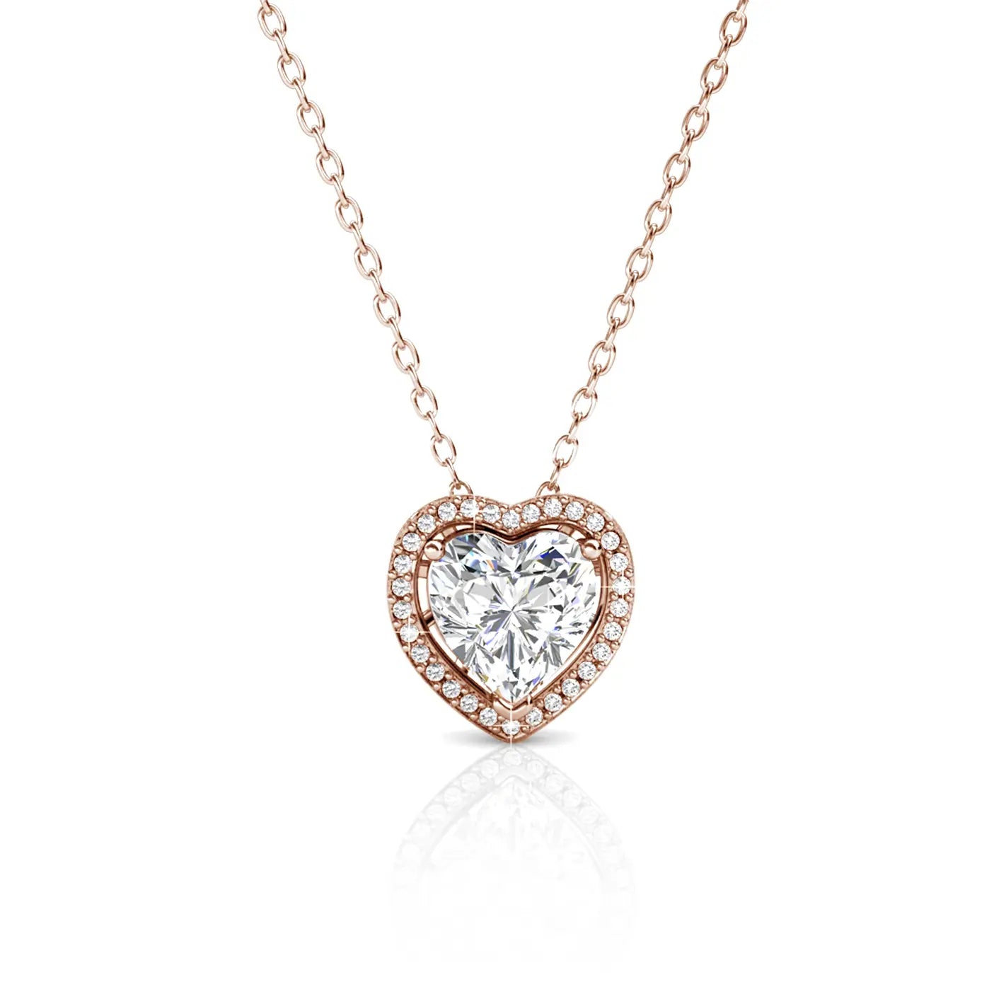 Delicate heart necklace with 18K white gold plating