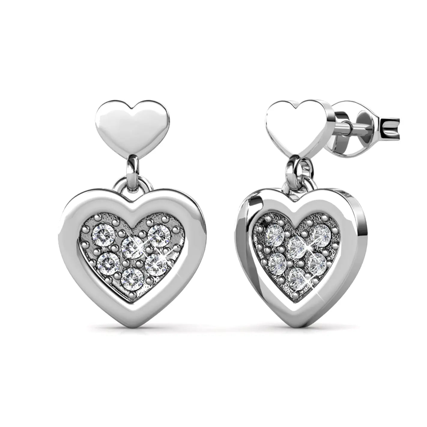 Блестящи сърца с 18К покритие розово злато – by Crystal Pro Jewellery