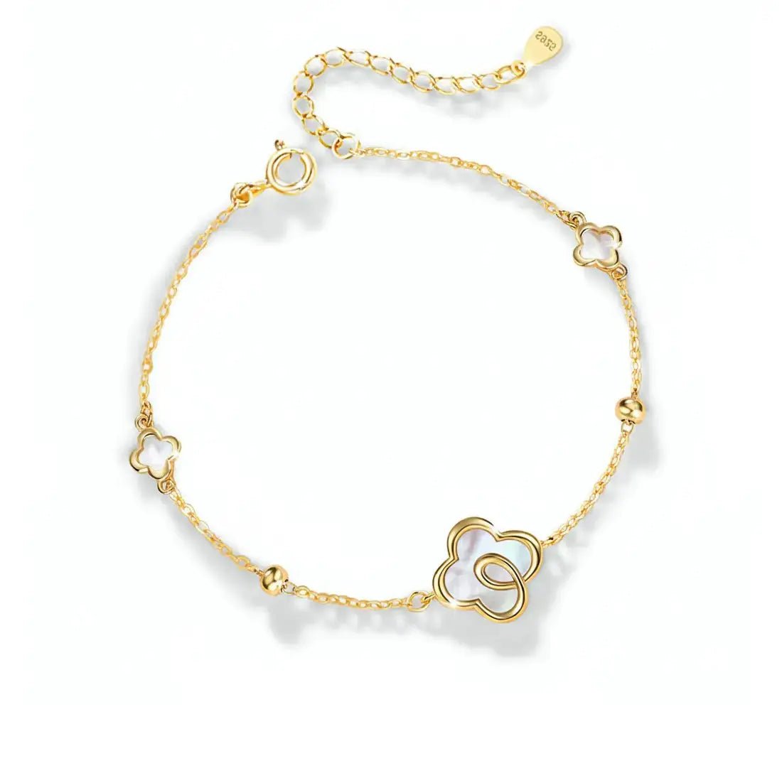 Дамска гривна със седеф Дизайн на четирилистна детелина – by Crystal Pro Jewellery