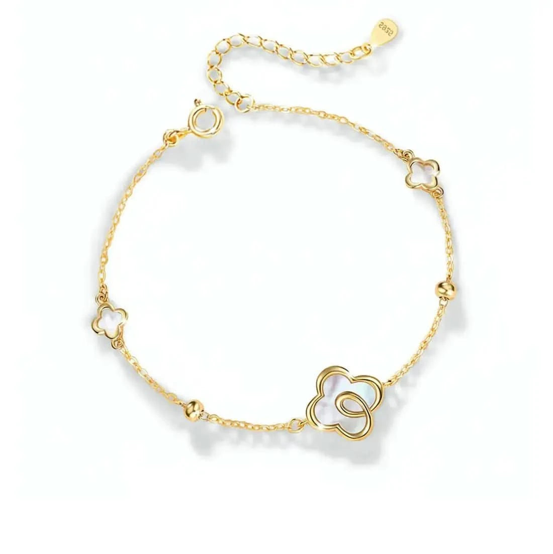 Дамска гривна със седеф Дизайн на четирилистна детелина – by Crystal Pro Jewellery
