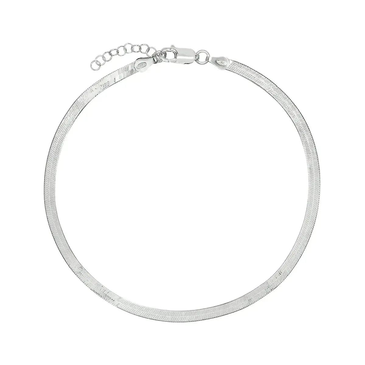 Дамска сребърна гривна Herringbone chain плоска плетка – by Crystal Pro Jewellery