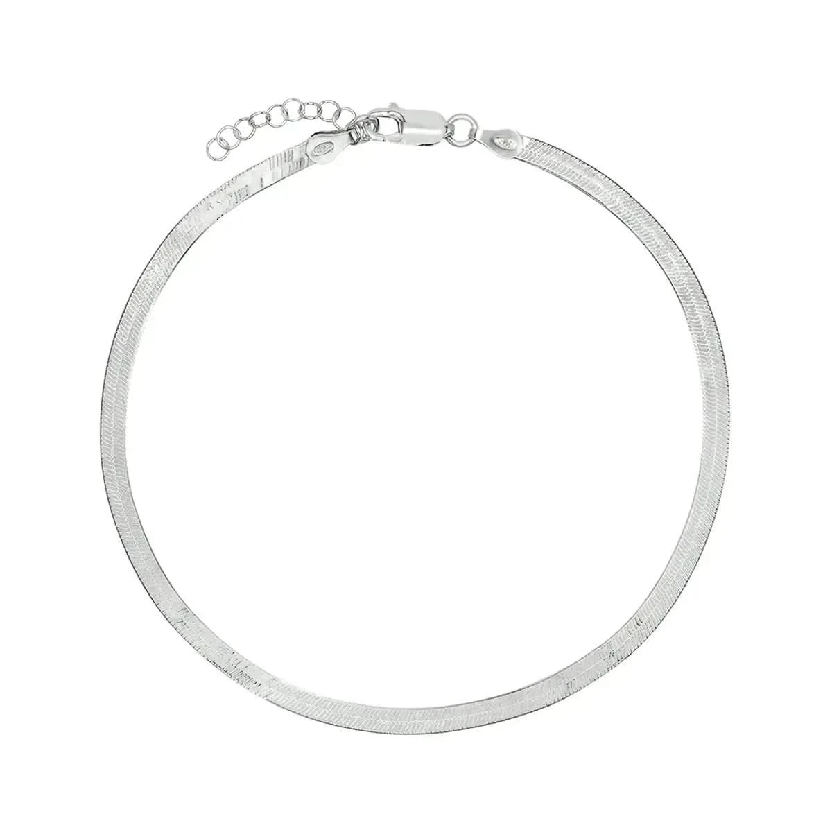 Дамска сребърна гривна Herringbone chain плоска плетка – by Crystal Pro Jewellery