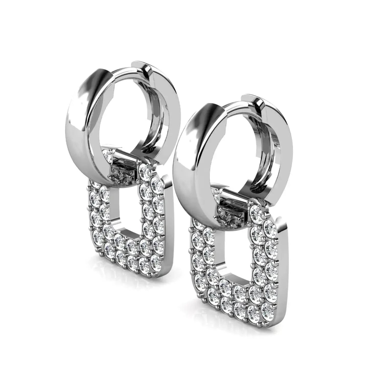 Дамски халки с квадратни елементи с 18К златно покритие – by Crystal Pro Jewellery