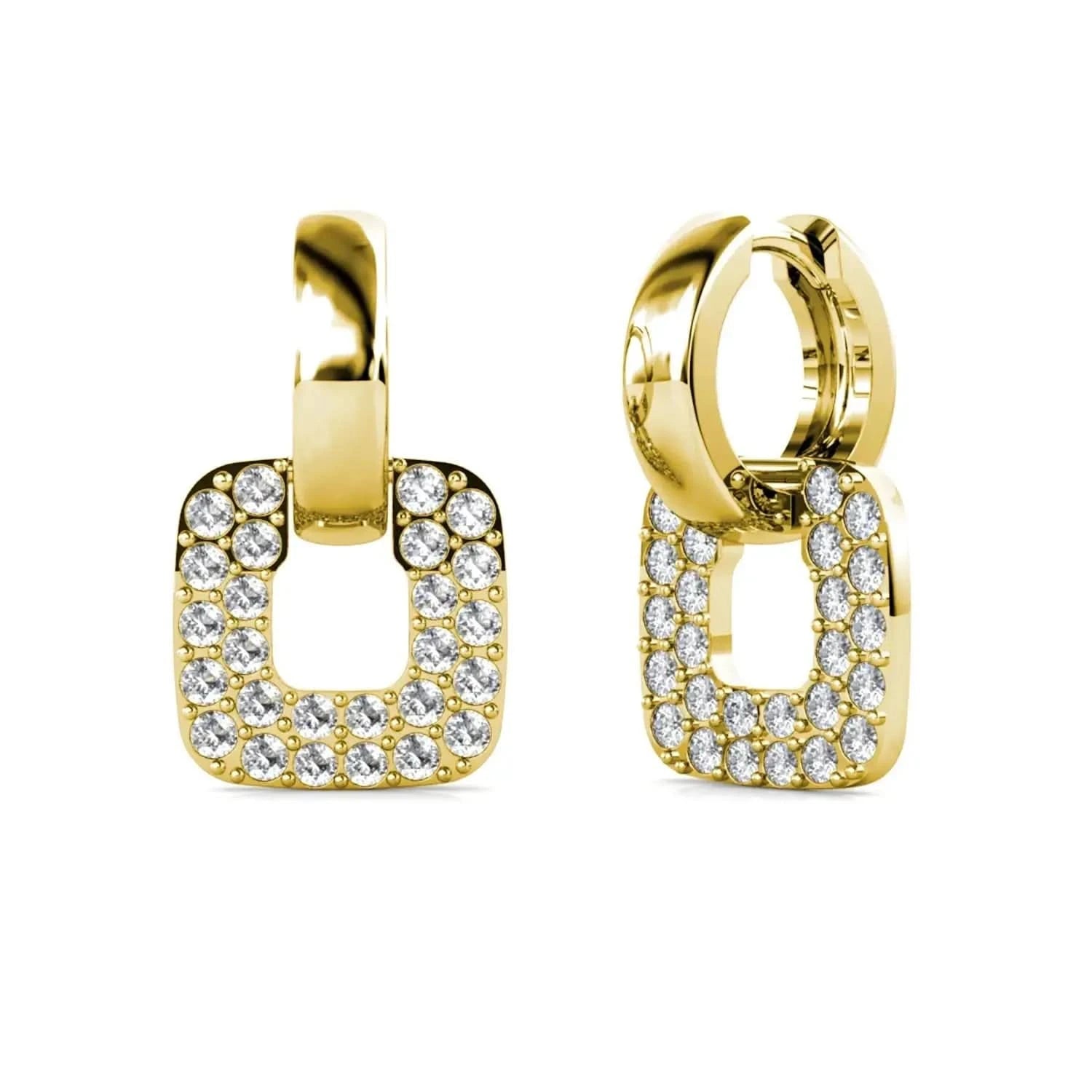 Дамски халки с квадратни елементи с 18К златно покритие – by Crystal Pro Jewellery