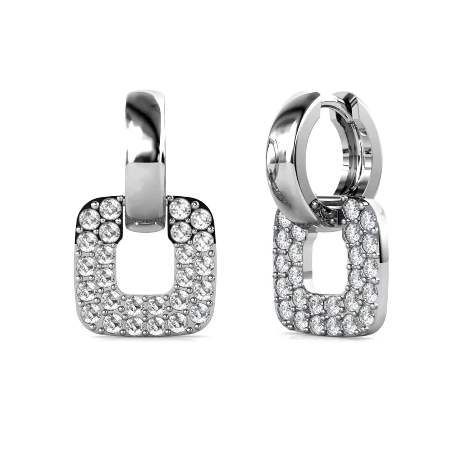 Дамски халки с квадратни елементи с 18К златно покритие – by Crystal Pro Jewellery