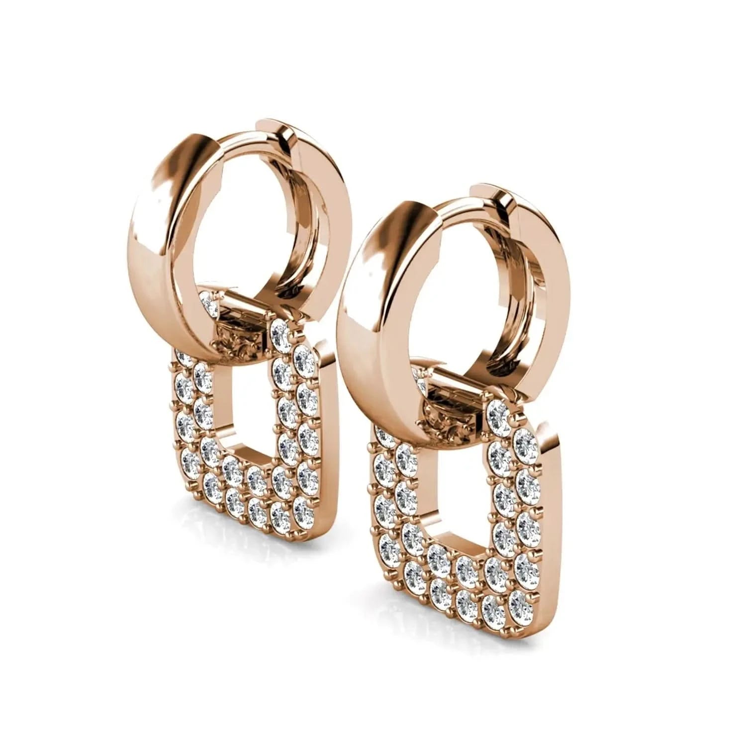 Дамски халки с квадратни елементи с 18К златно покритие – by Crystal Pro Jewellery