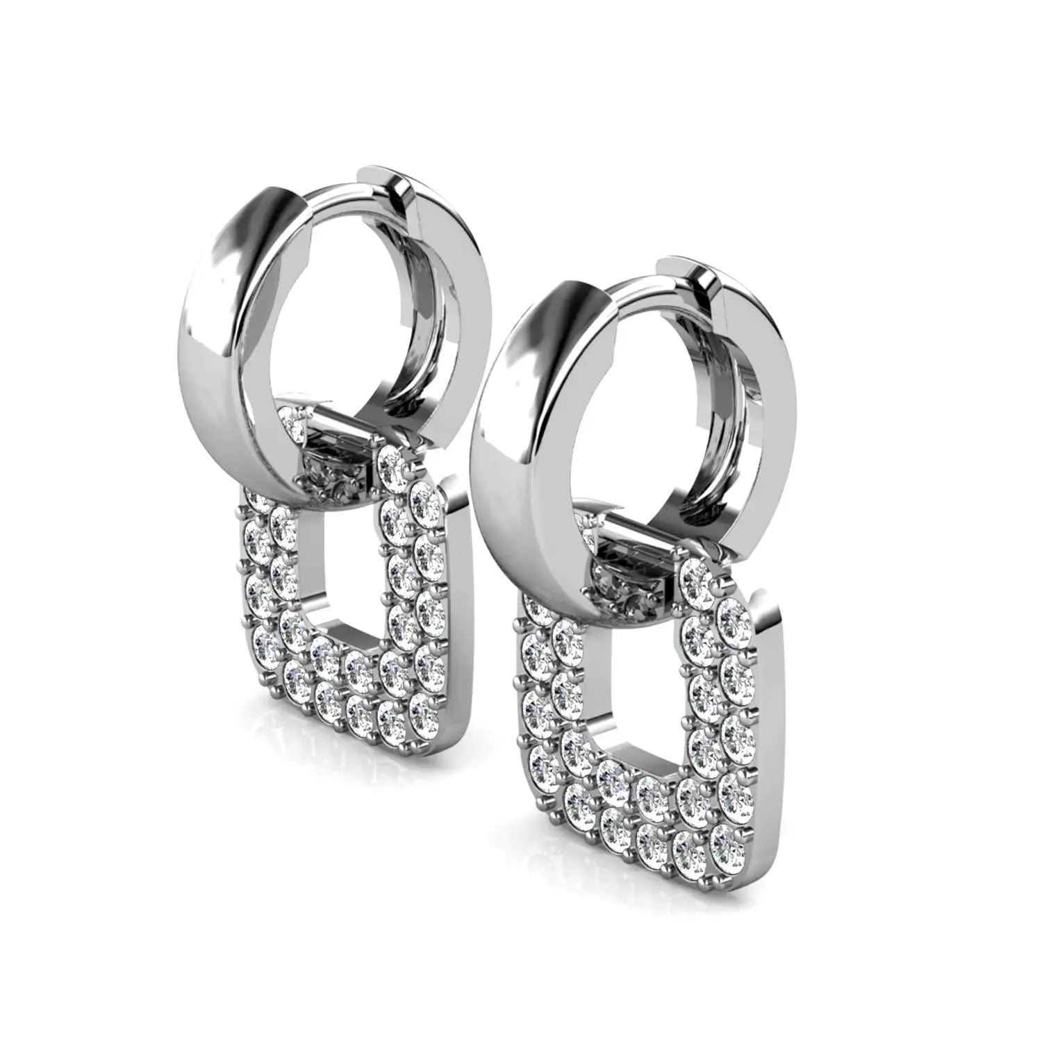 Дамски халки с квадратни елементи с покритие 18К розово злато – by Crystal Pro Jewellery