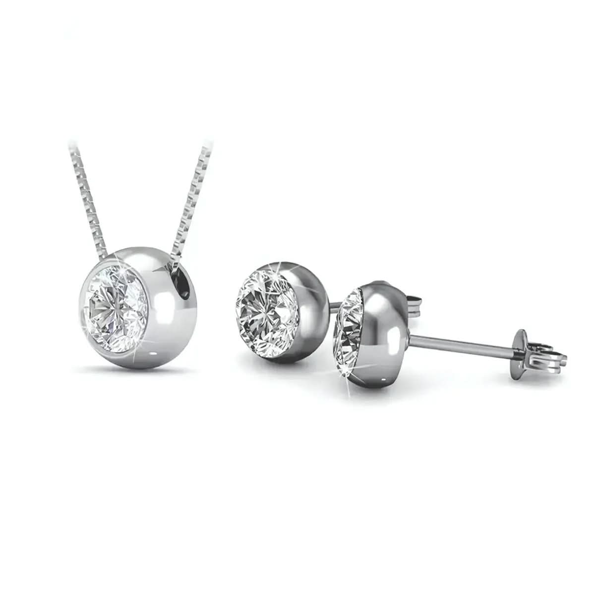 Дамски комплект бижута с 18К покритие бяло злато и премиум кристали – by Crystal Pro Jewellery