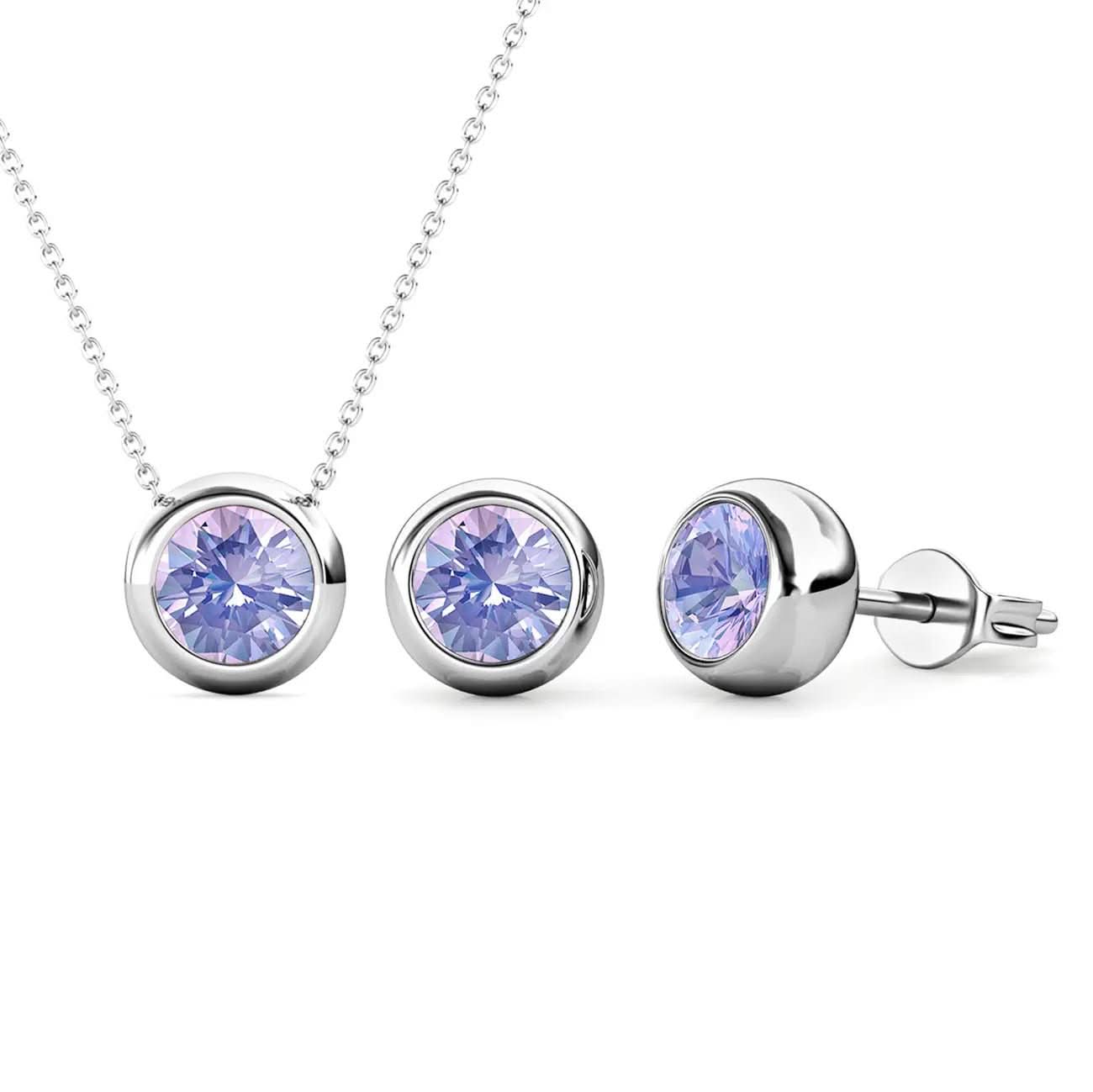 Дамски комплект бижута с 18К покритие бяло злато и премиум кристали – by Crystal Pro Jewellery