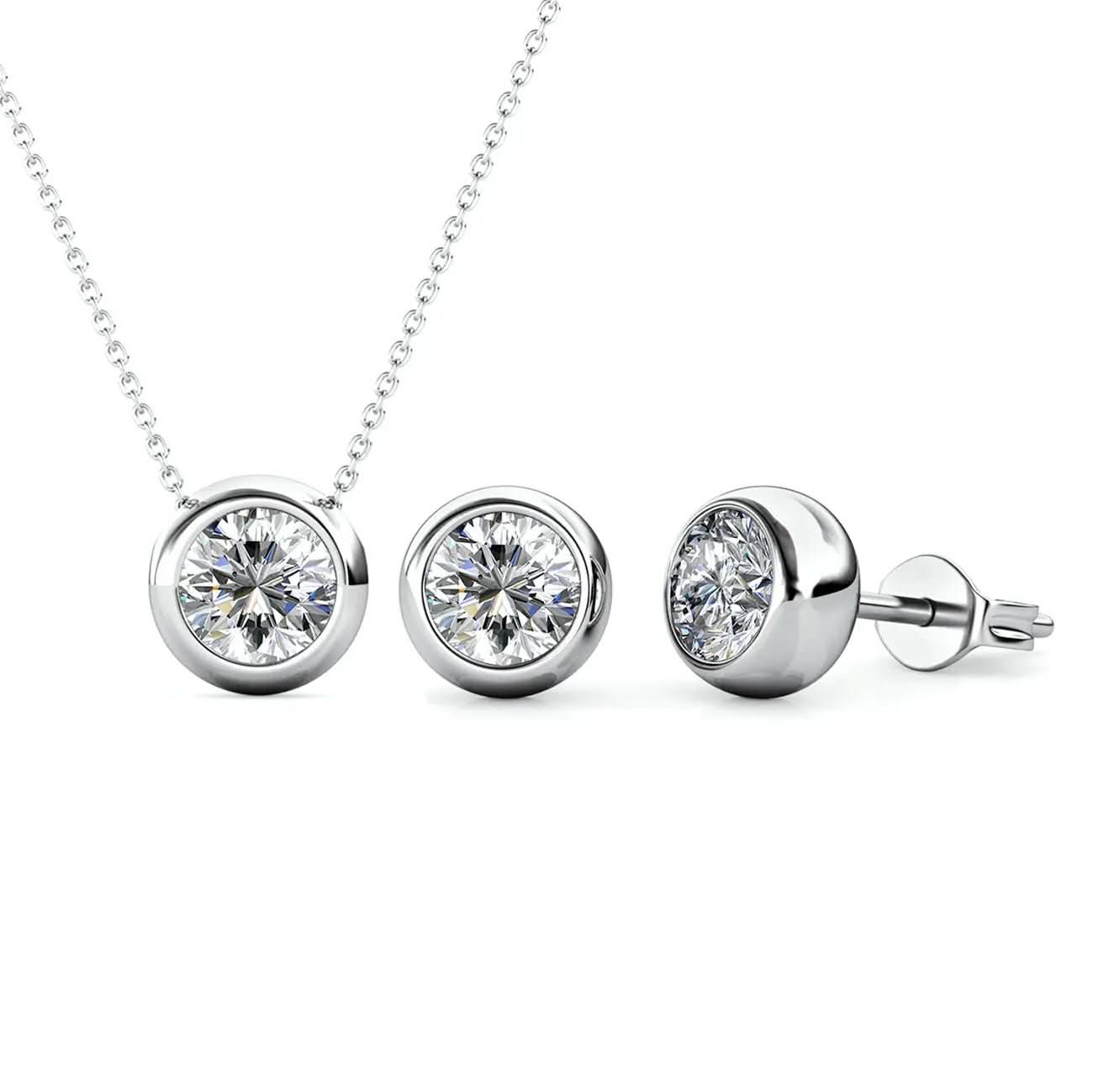 Дамски комплект бижута с 18К покритие бяло злато и премиум кристали – by Crystal Pro Jewellery