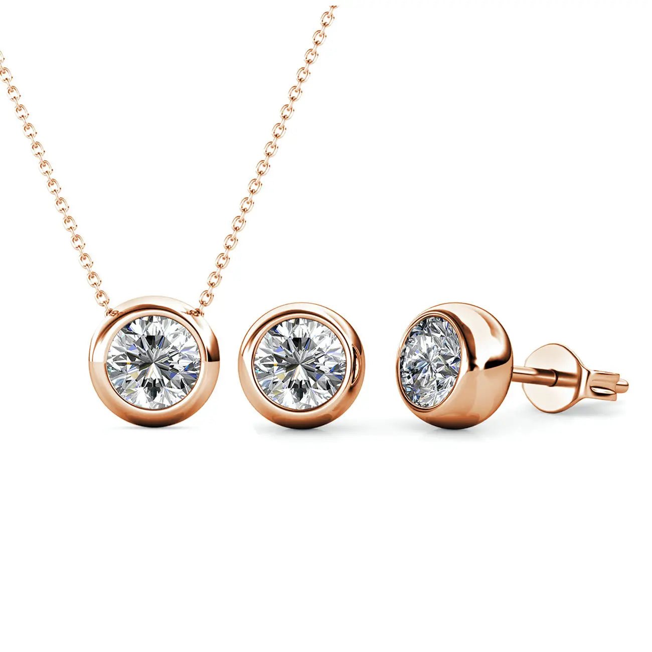 Дамски комплект бижута с 18К покритие бяло злато и премиум кристали – by Crystal Pro Jewellery