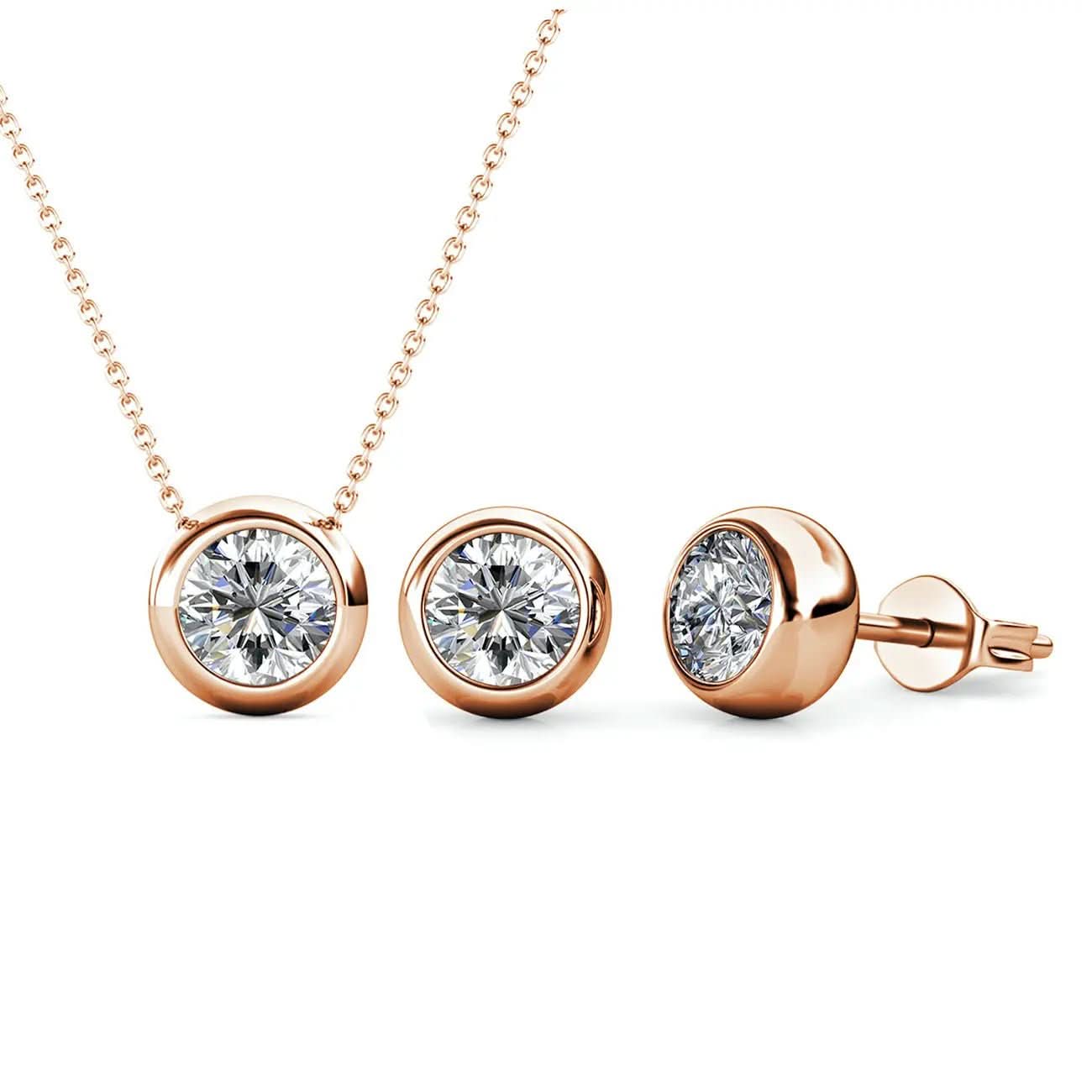 Дамски комплект бижута с 18К покритие бяло злато и премиум кристали – by Crystal Pro Jewellery