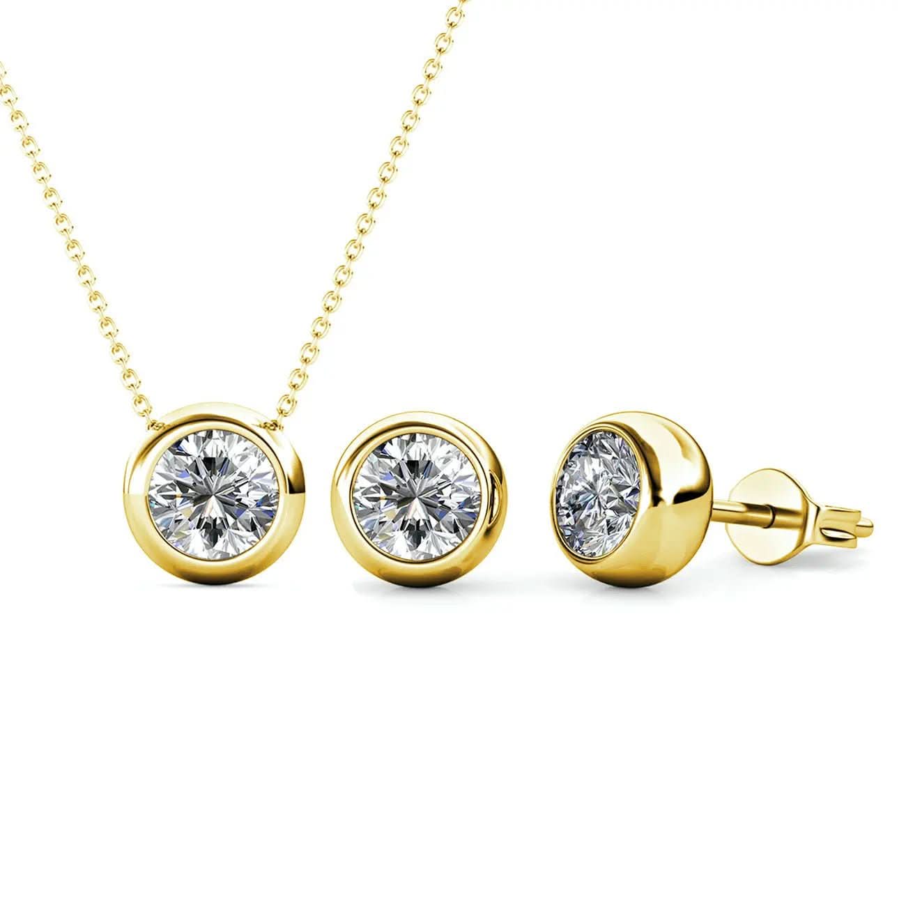 Дамски комплект бижута с 18К покритие бяло злато и премиум кристали – by Crystal Pro Jewellery