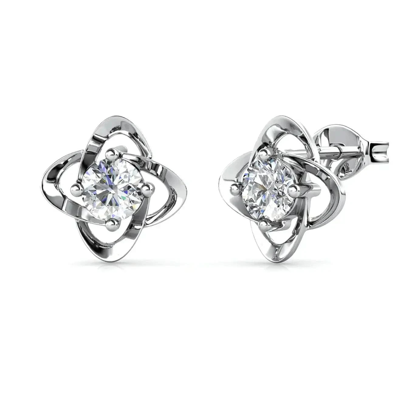 Дамски обици Детелина с 18к покритие розово злато и австрийски кристали – by Crystal Pro Jewellery