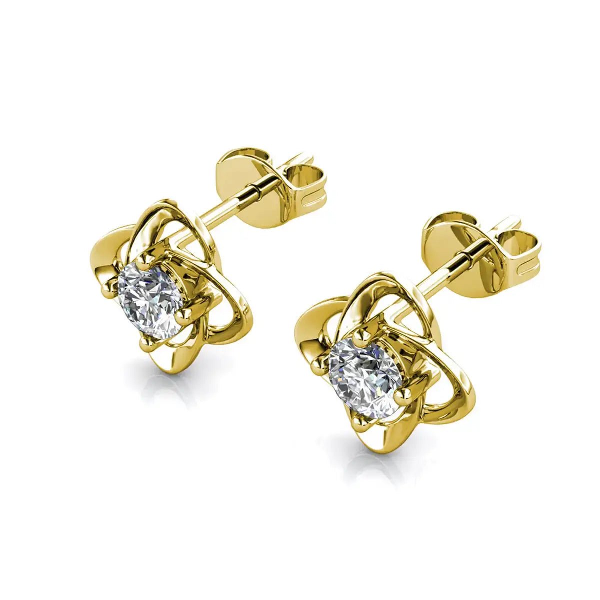 Дамски обици Детелина с 18к златно покритие и австрийски кристали – by Crystal Pro Jewellery