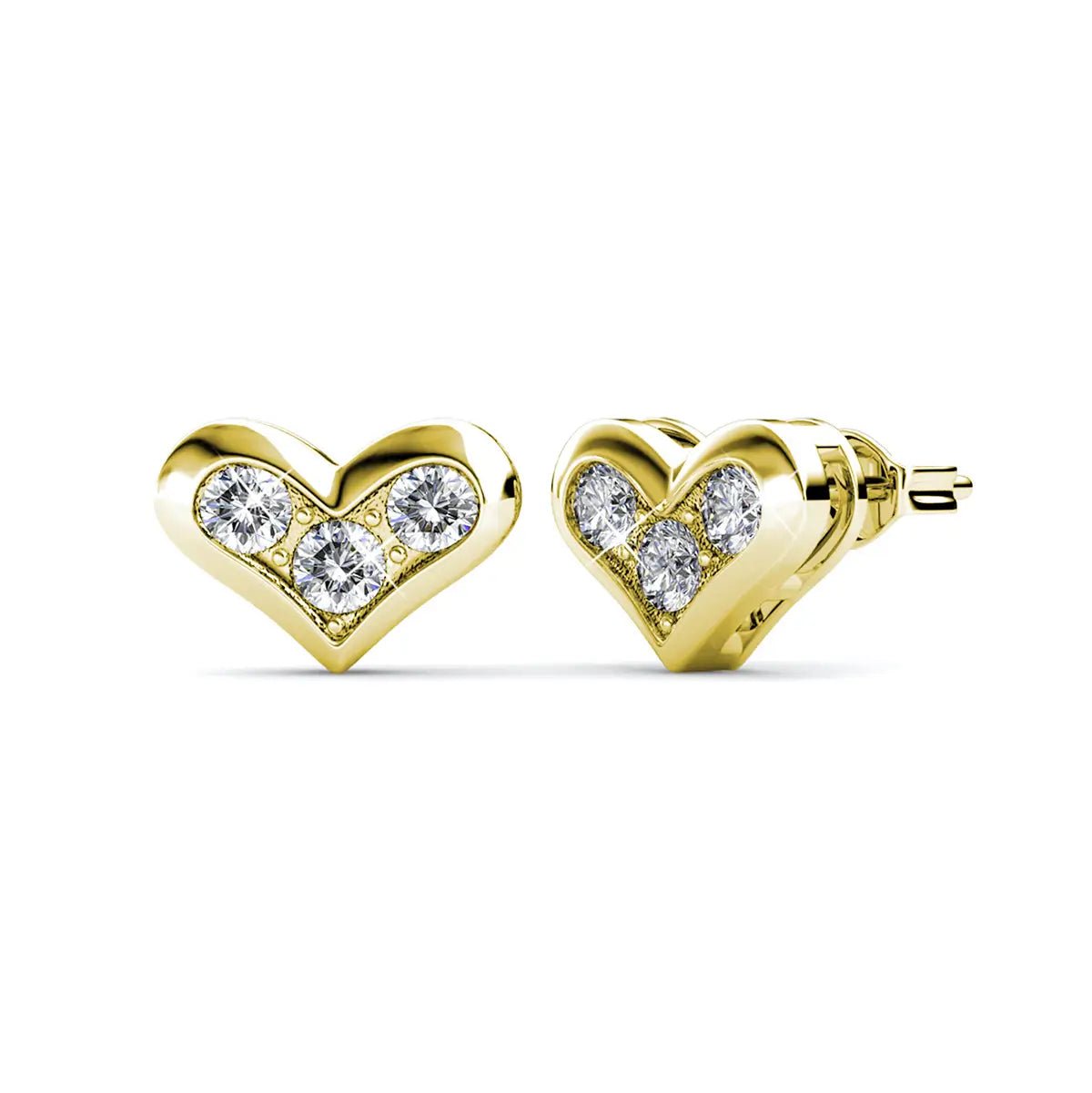 Дамски обици Сърца Heart Glow в златно сияние – by Crystal Pro Jewellery