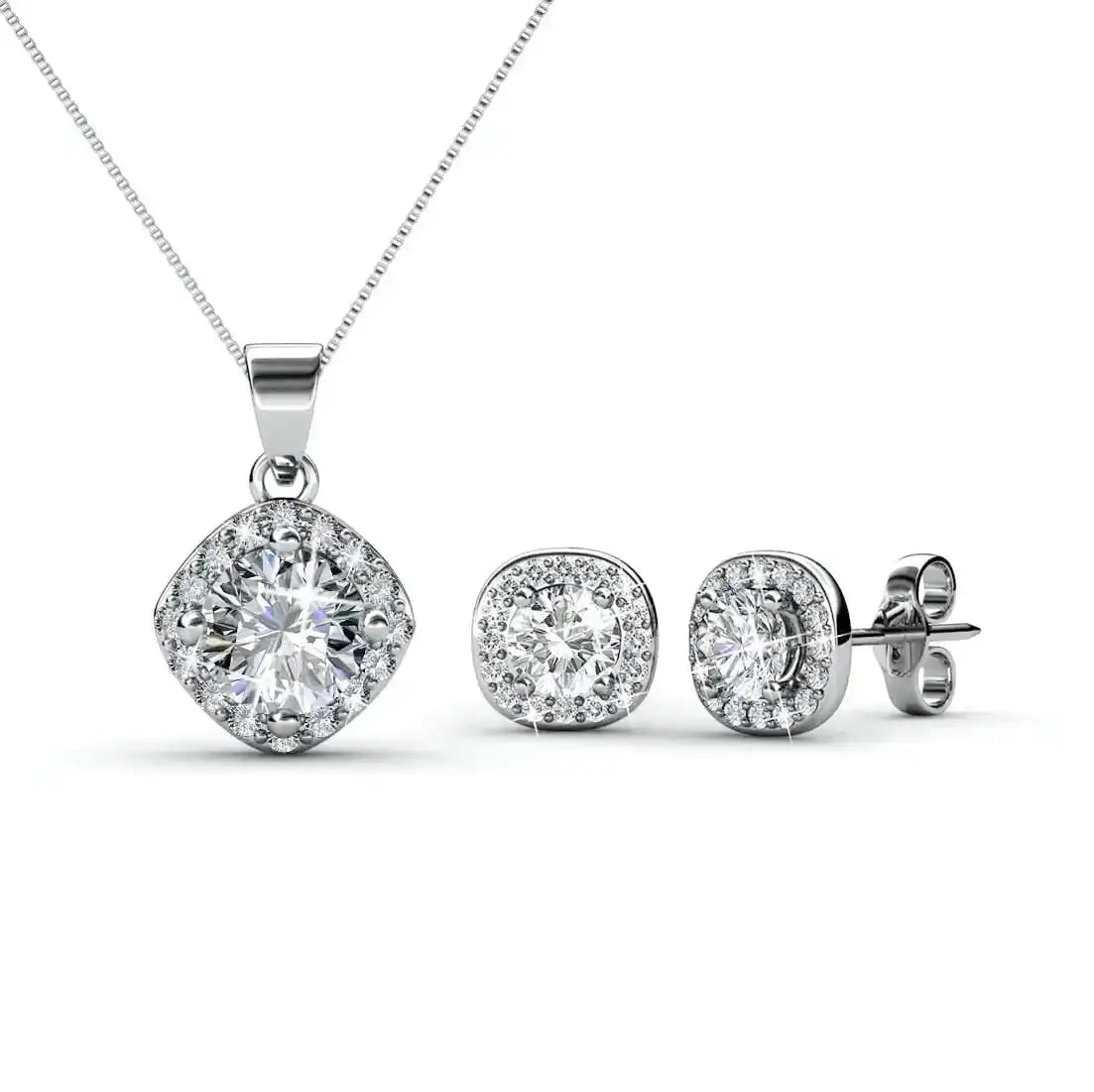 Aurora Women's Jewelry Set with 18K White Gold Plating and Swarovski® Crystals