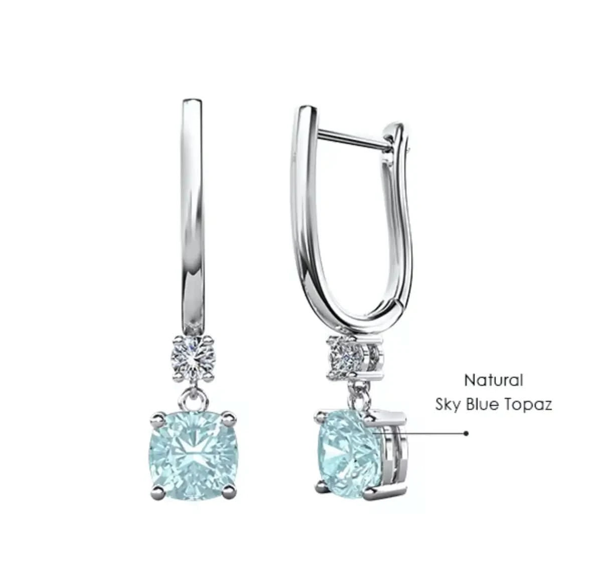 Дамски сребърни обици с натурален Син Топаз – by Crystal Pro Jewellery