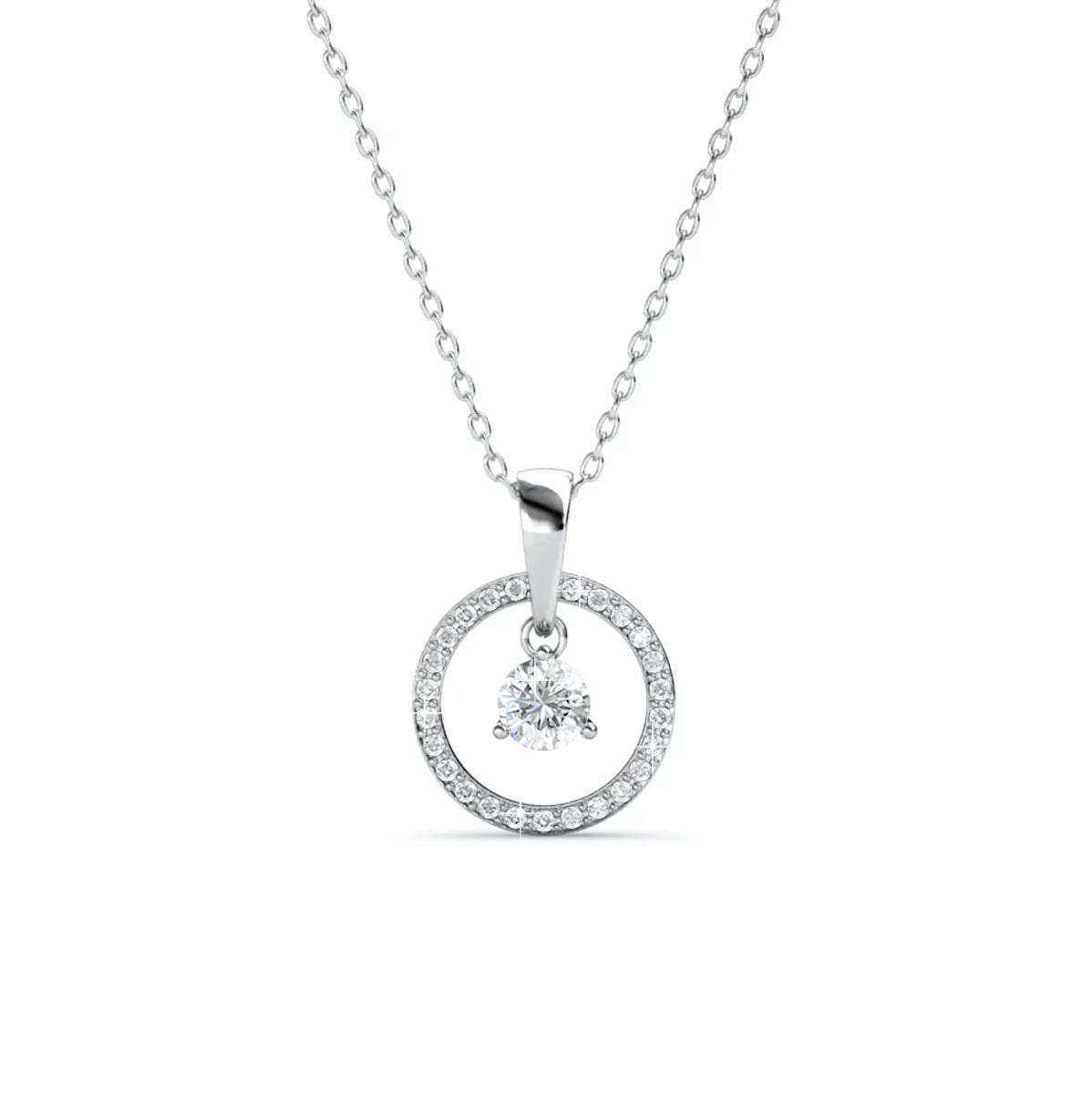 Дамско колие Circle of Light с австрийски кристали Сребро 925 – by Crystal Pro Jewellery