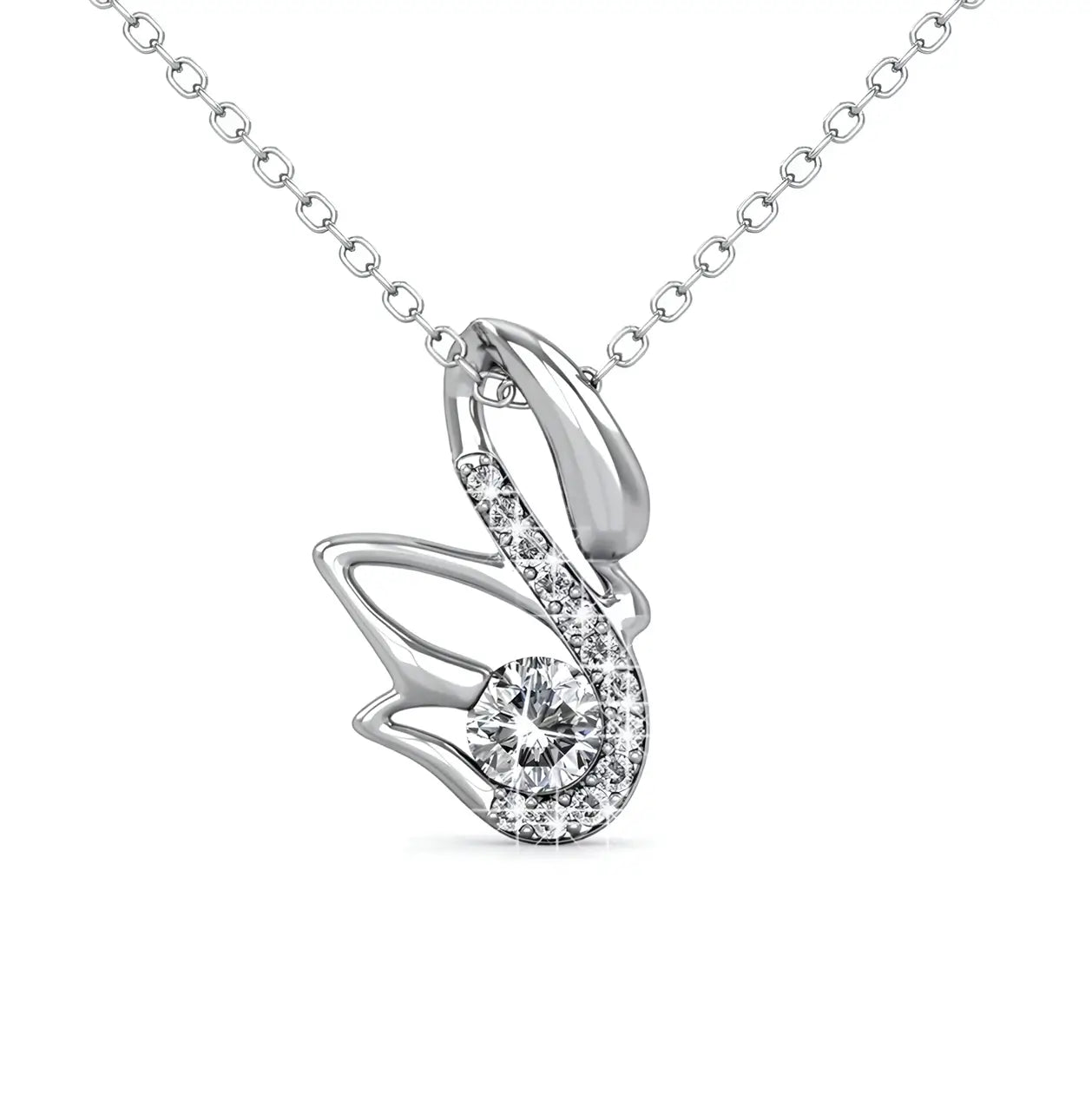 Дамско колие с австрийски кристали Swan Elegance 18К златно покритие – by Crystal Pro Jewellery