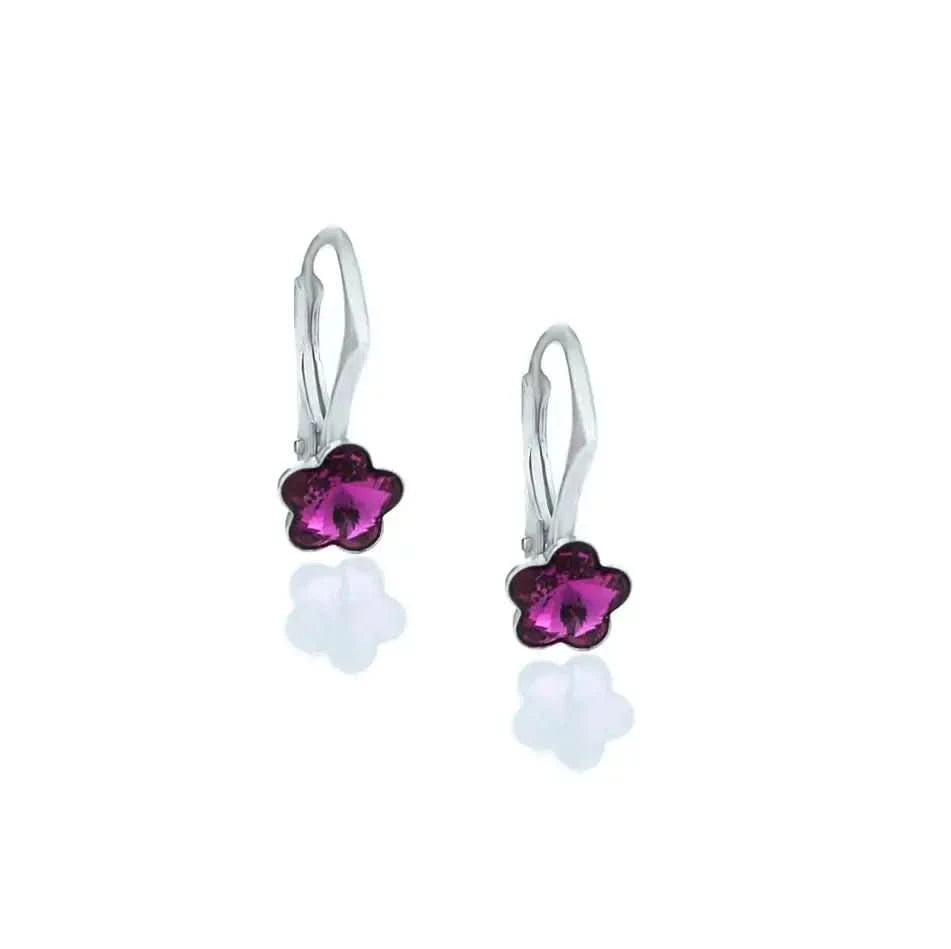 Детски сребърни обици с кристални цветя – by Crystal Pro Jewellery