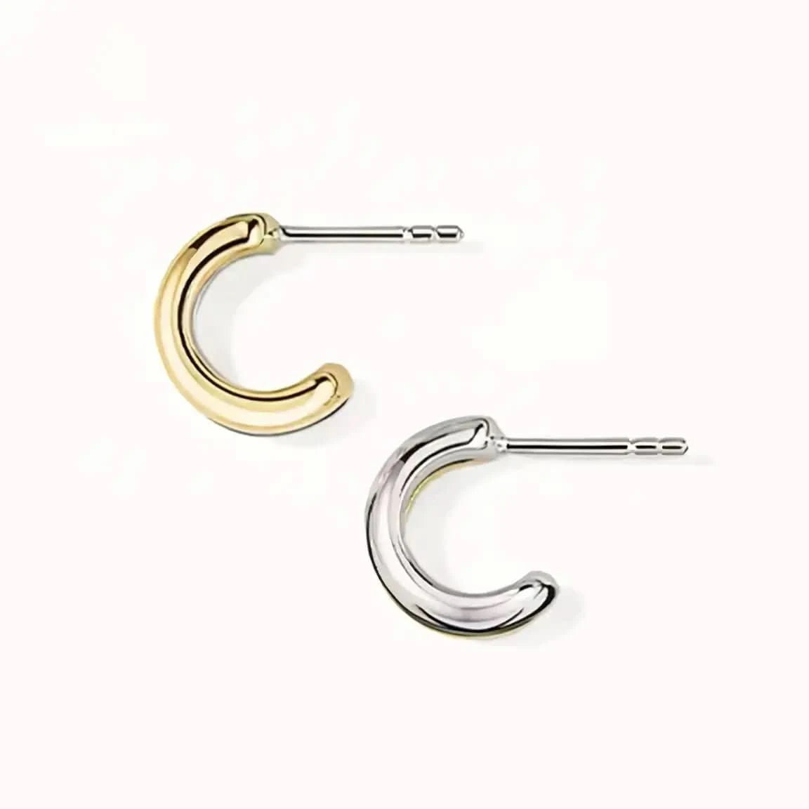 Двуцветни обици халки от сребро 925 и покритие от 18К злато – by Crystal Pro Jewellery