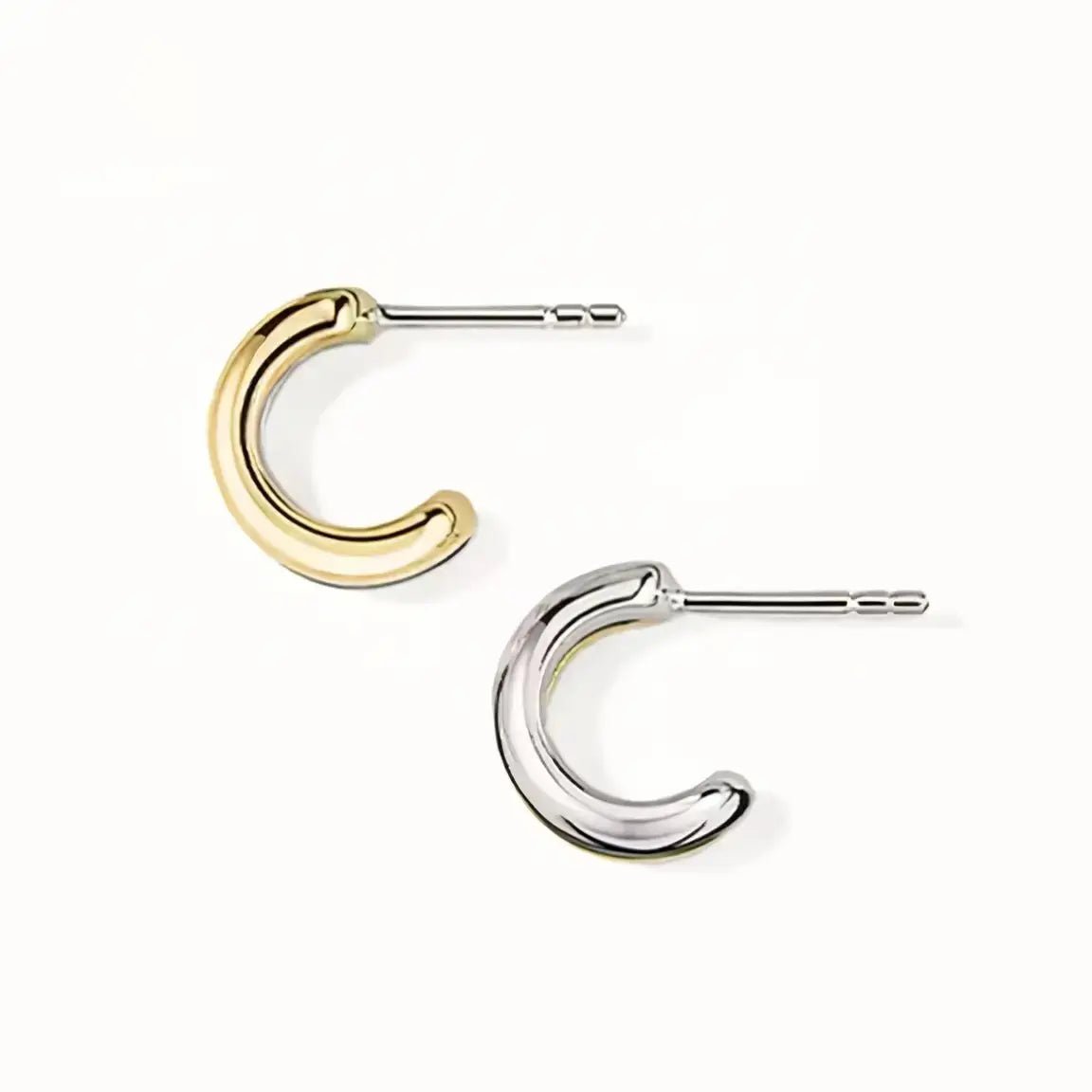 Двуцветни обици халки от сребро 925 и покритие от 18К злато – by Crystal Pro Jewellery