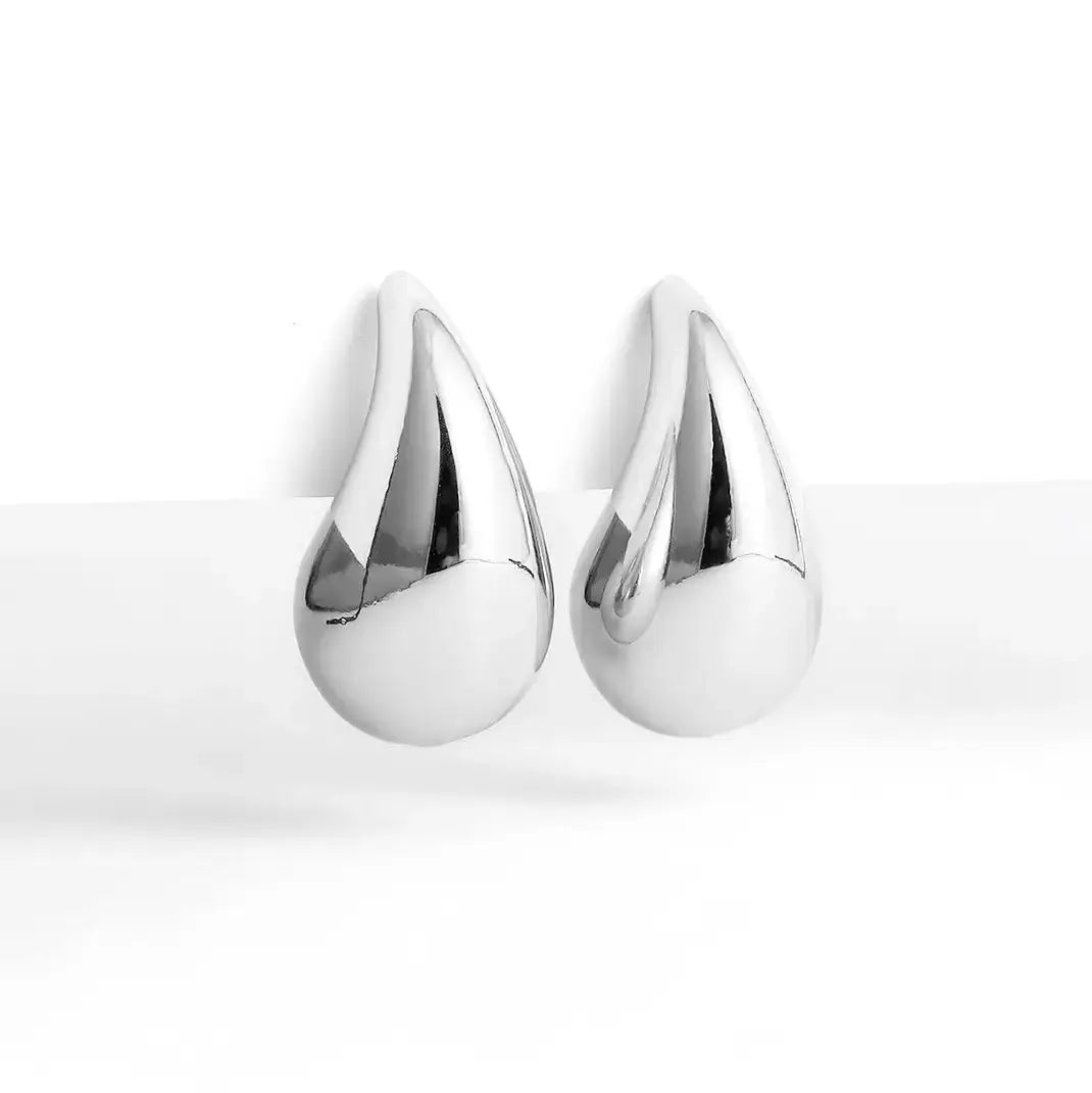 Едри сребърни обици с форма на Водна Капка позлатени – by Crystal Pro Jewellery