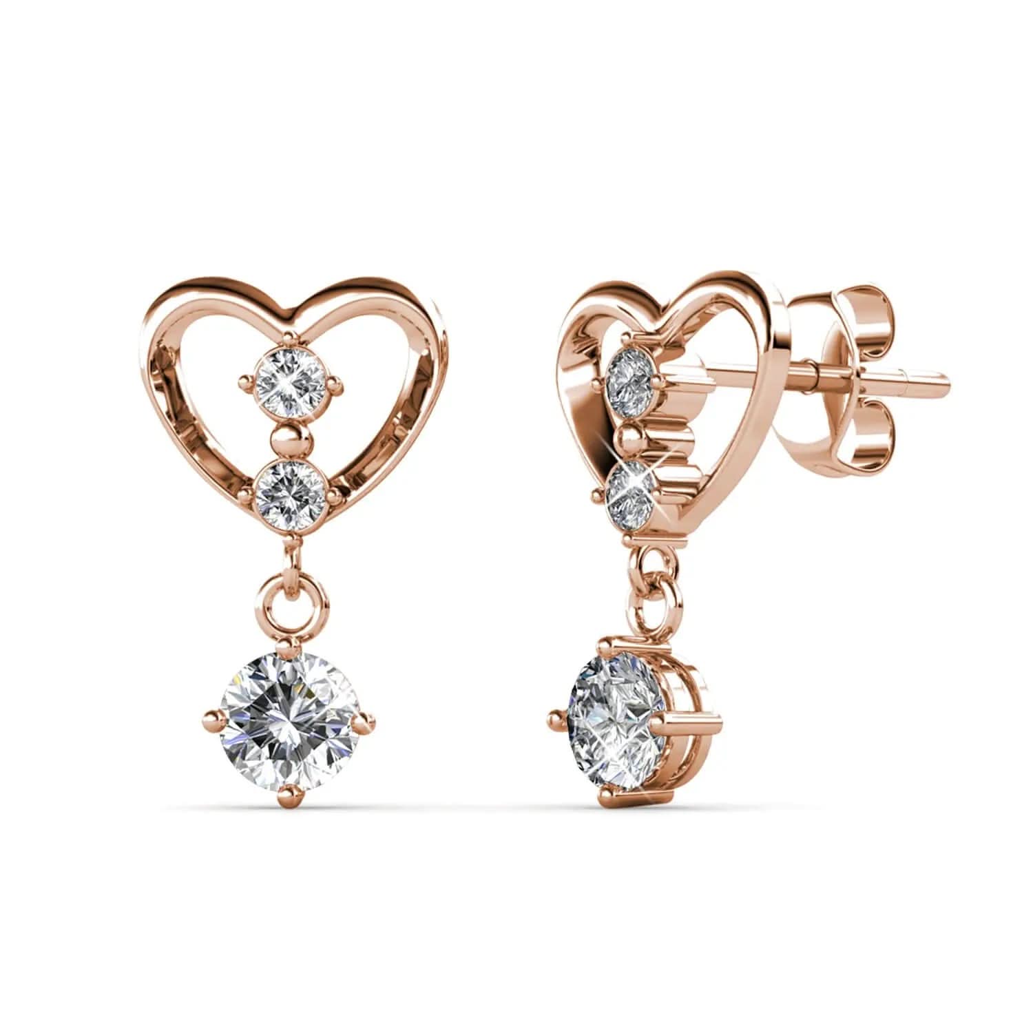 Елегантни сребърни обици Сърце с бляскави кристали – by Crystal Pro Jewellery