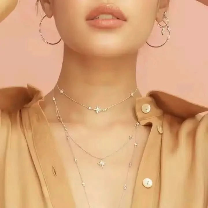 Елегантно колие с луксозен дизайн със звезди Сребро 925 – by Crystal Pro Jewellery