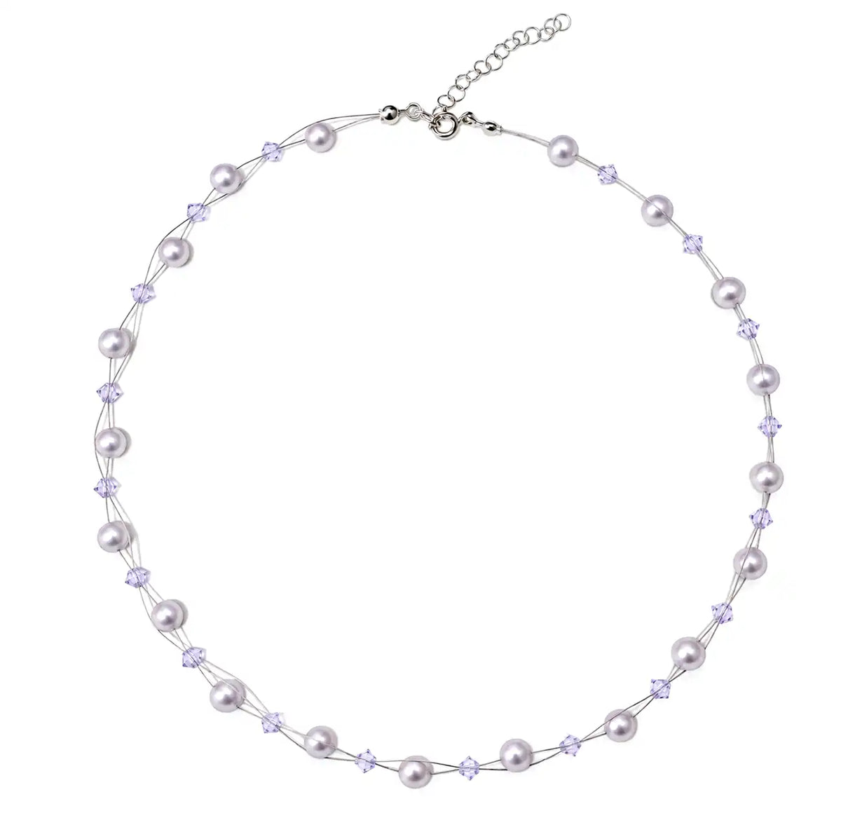 Колие с перли и кристали Сваровски lavender