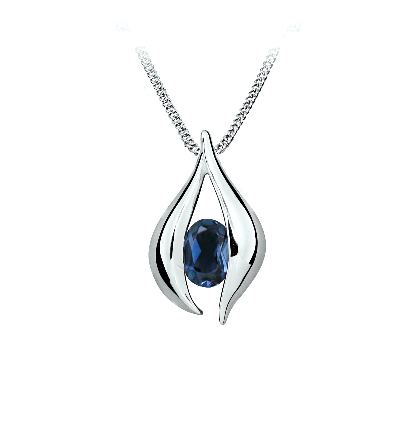Elegant silver necklace in mystical blue
