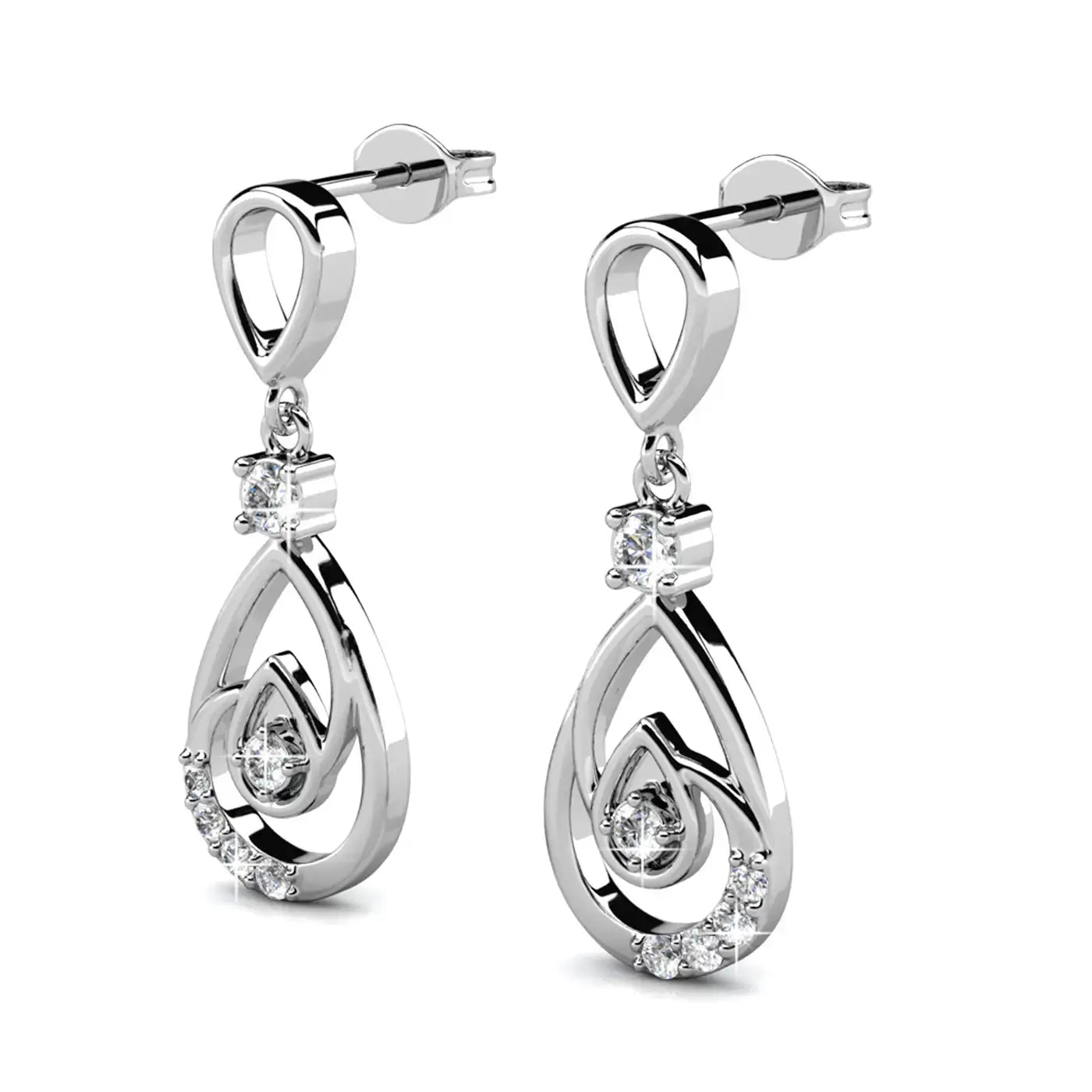 Фини сребърни обици с висококачествени кристали 18К златно покритие – by Crystal Pro Jewellery