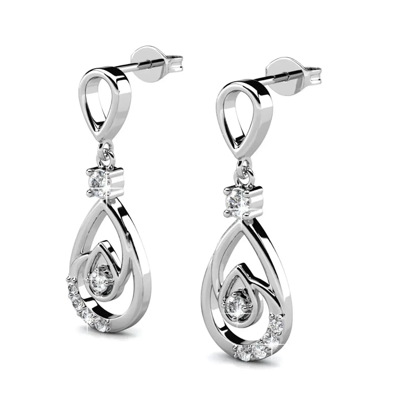 Фини сребърни обици с висококачествени кристали 18К златно покритие – by Crystal Pro Jewellery