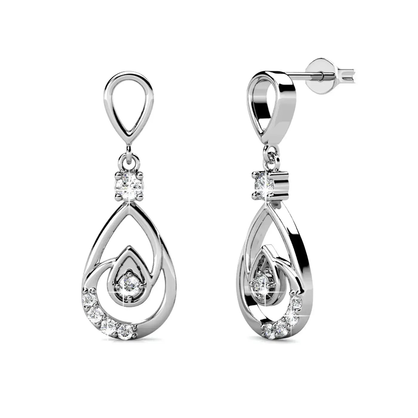 Фини сребърни обици с висококачествени кристали 18К златно покритие – by Crystal Pro Jewellery