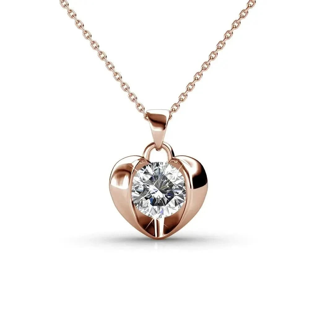 Фино колие Сърце от стерлингово сребро 18К покритие розово злато – by Crystal Pro Jewellery