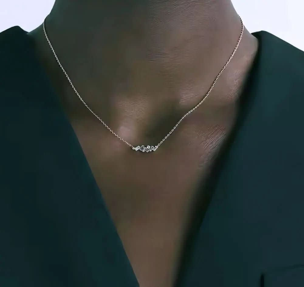 Фино сребърно колие с изящни цирконии и 18К златно покритие – by Crystal Pro Jewellery