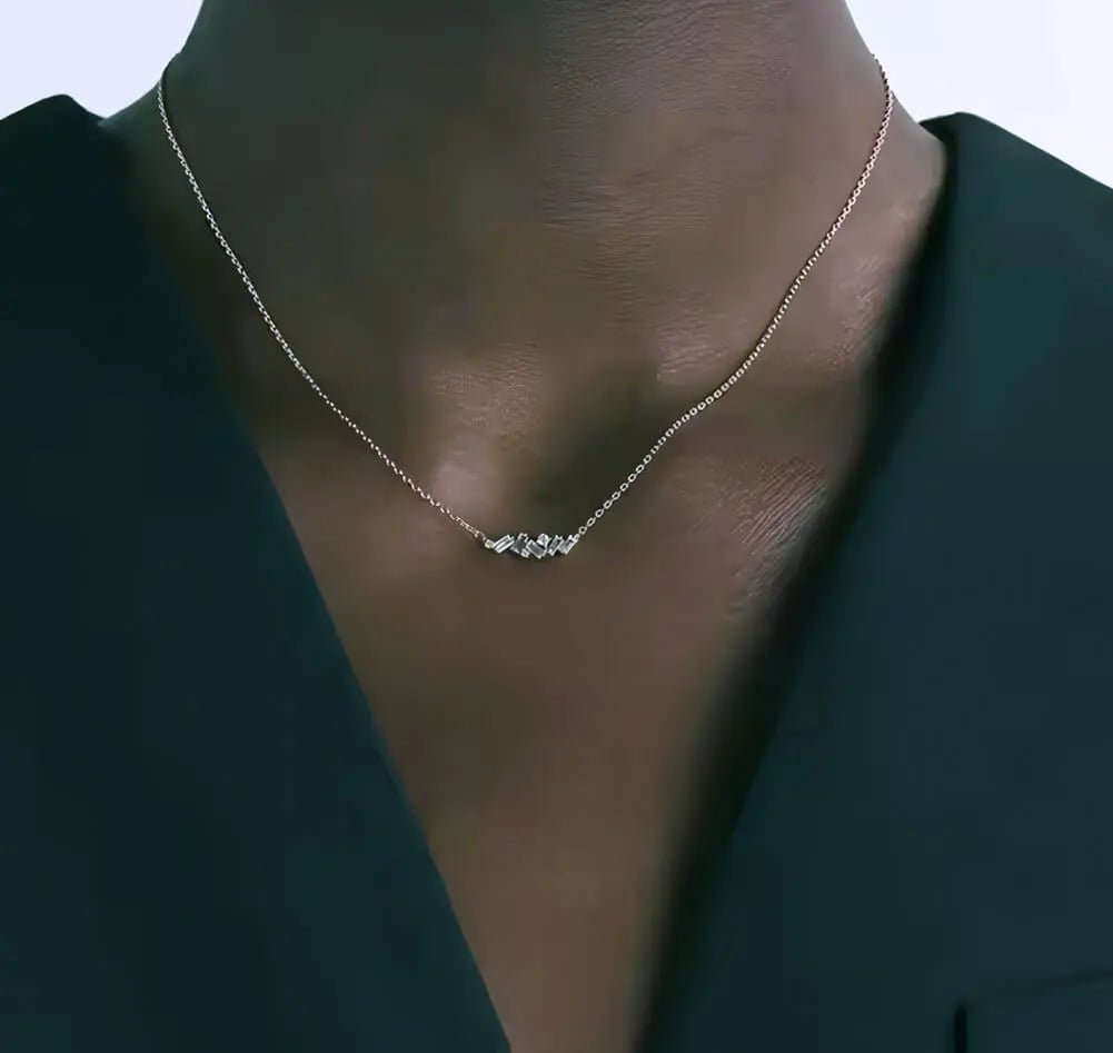 Фино сребърно колие с изящни цирконии и 18К златно покритие – by Crystal Pro Jewellery