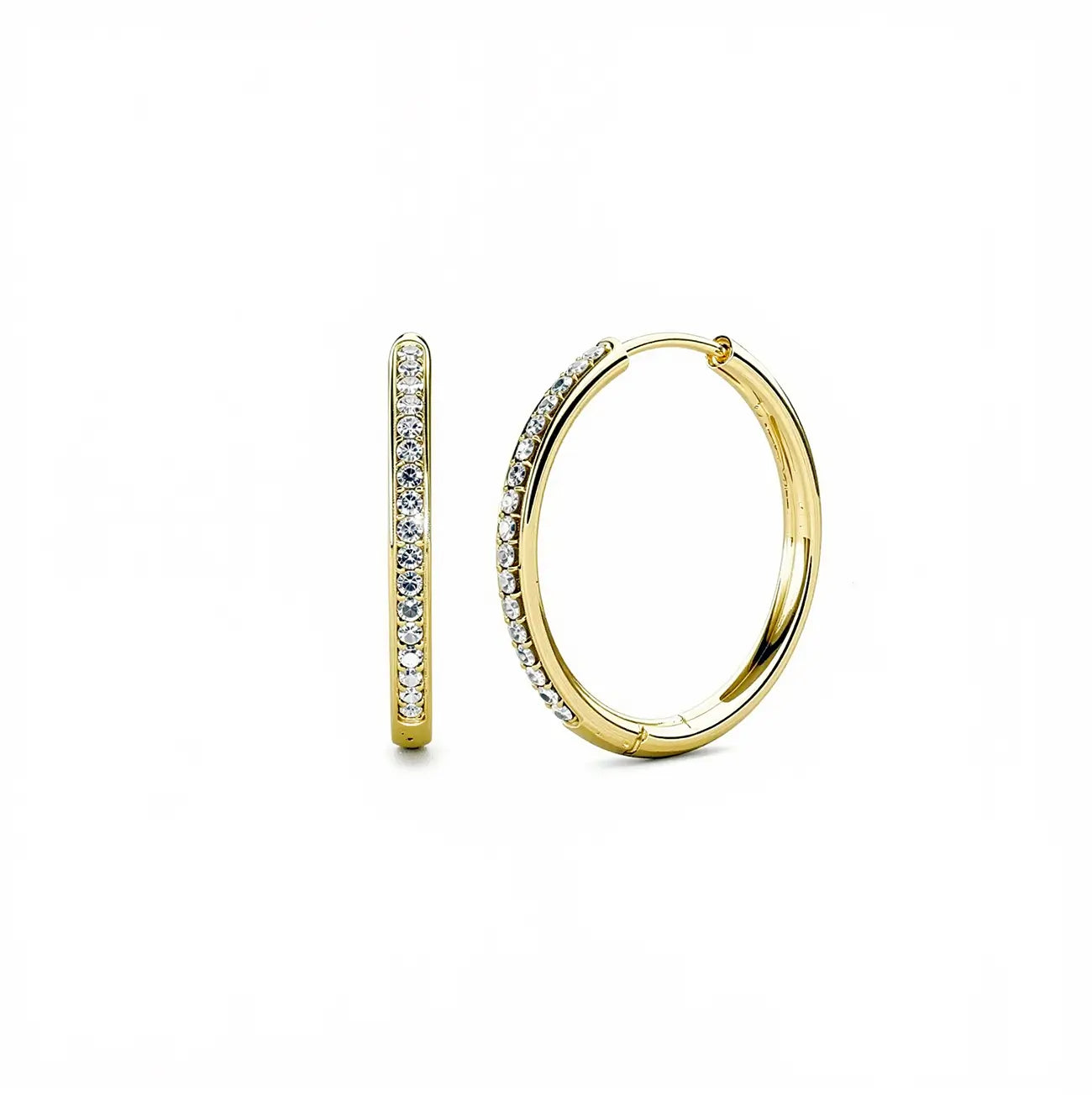 Фини халки с кристален акцент и 18К бяло златно покритие