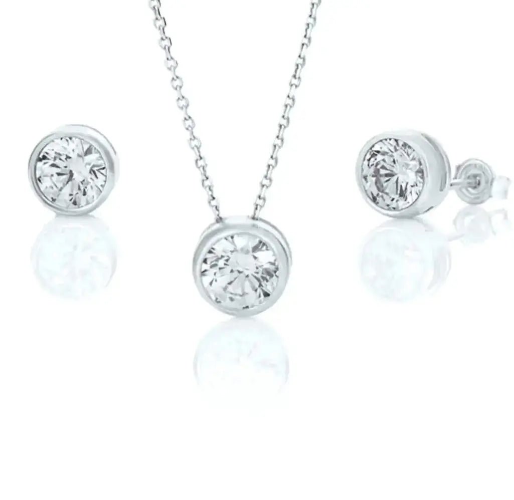 Greyish Blue Glow Стилен сребърен комплект с австрийски кристали в сиво - син нюанс – by Crystal Pro Jewellery