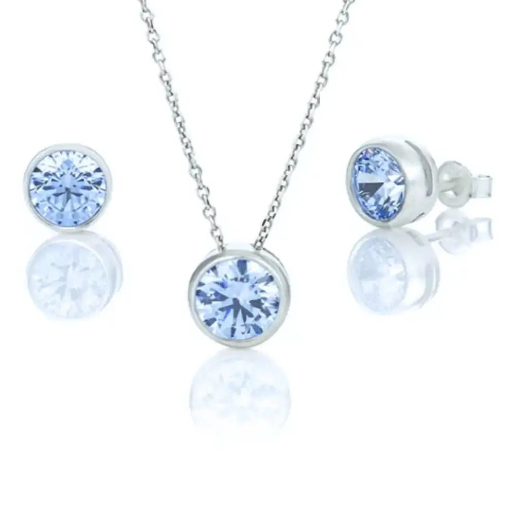 Greyish Blue Glow Стилен сребърен комплект с австрийски кристали в сиво - син нюанс – by Crystal Pro Jewellery